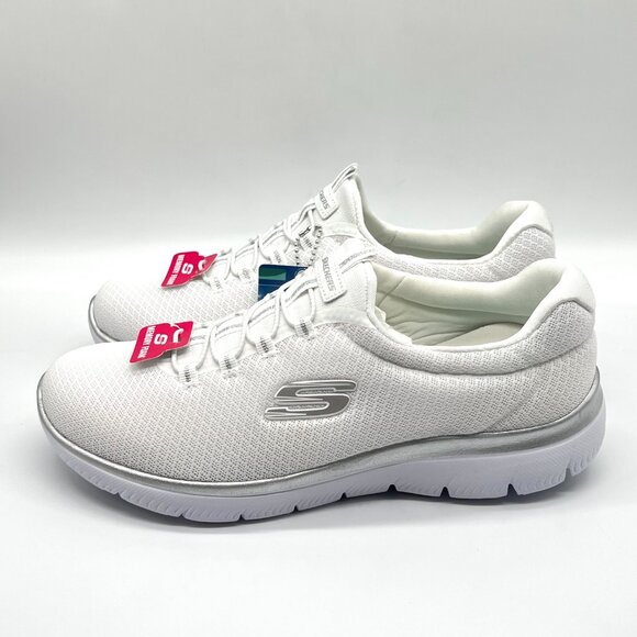 Skechers Womens Size 9 9M Summits White Silver Slip On Comfort Sneakers Shoes - Picture 6 of 14